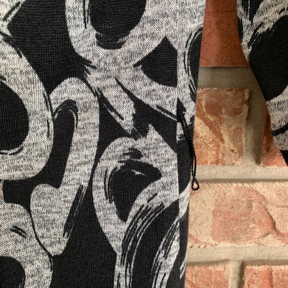 Joseph Ribkoff Snap Front Black Gray US 4 Duster Cardigan Kimono Abstract Cowl - Picture 9 of 14
